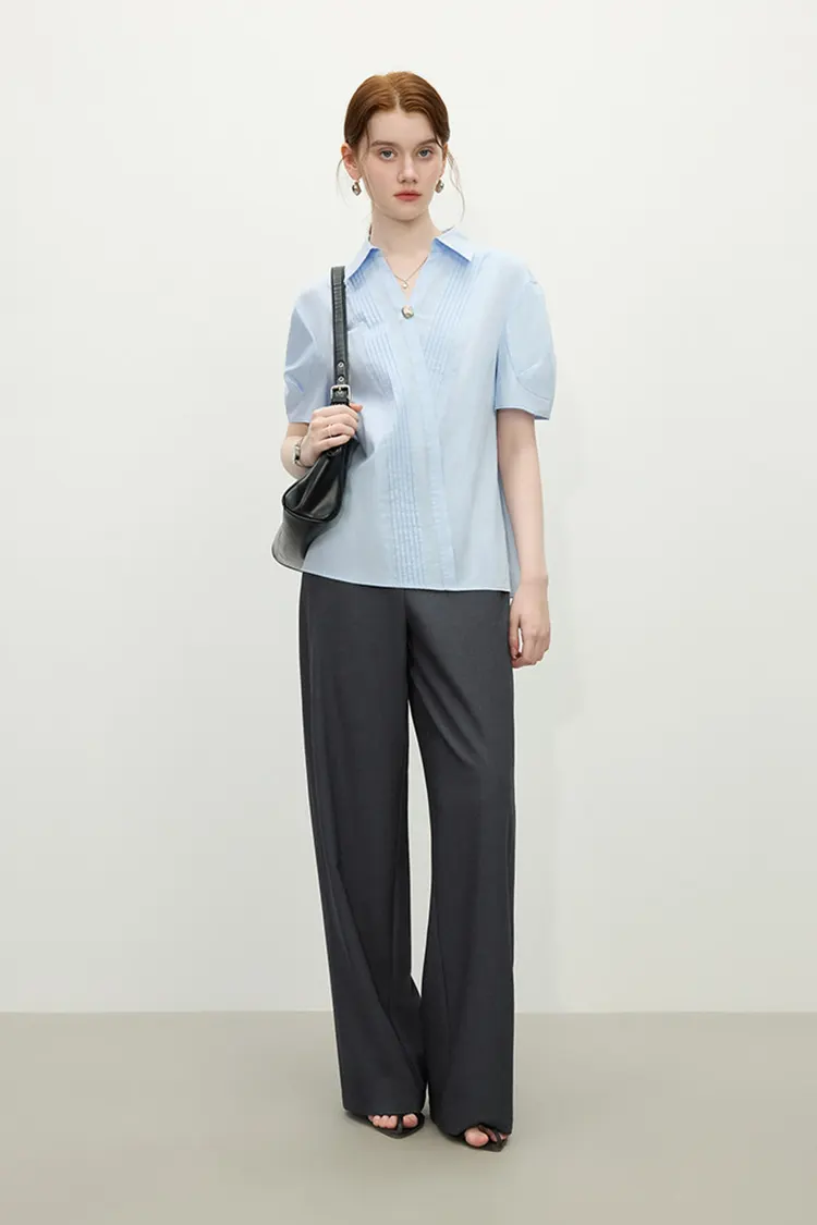 Women's Minimalist Office Short Sleeve Blouse